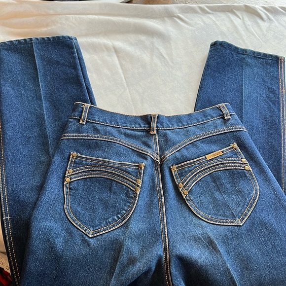 Vintage 1980s era Gitano Jeans Medium Wash Orange Stitching High Rise 30x30 - Picture 1 of 15